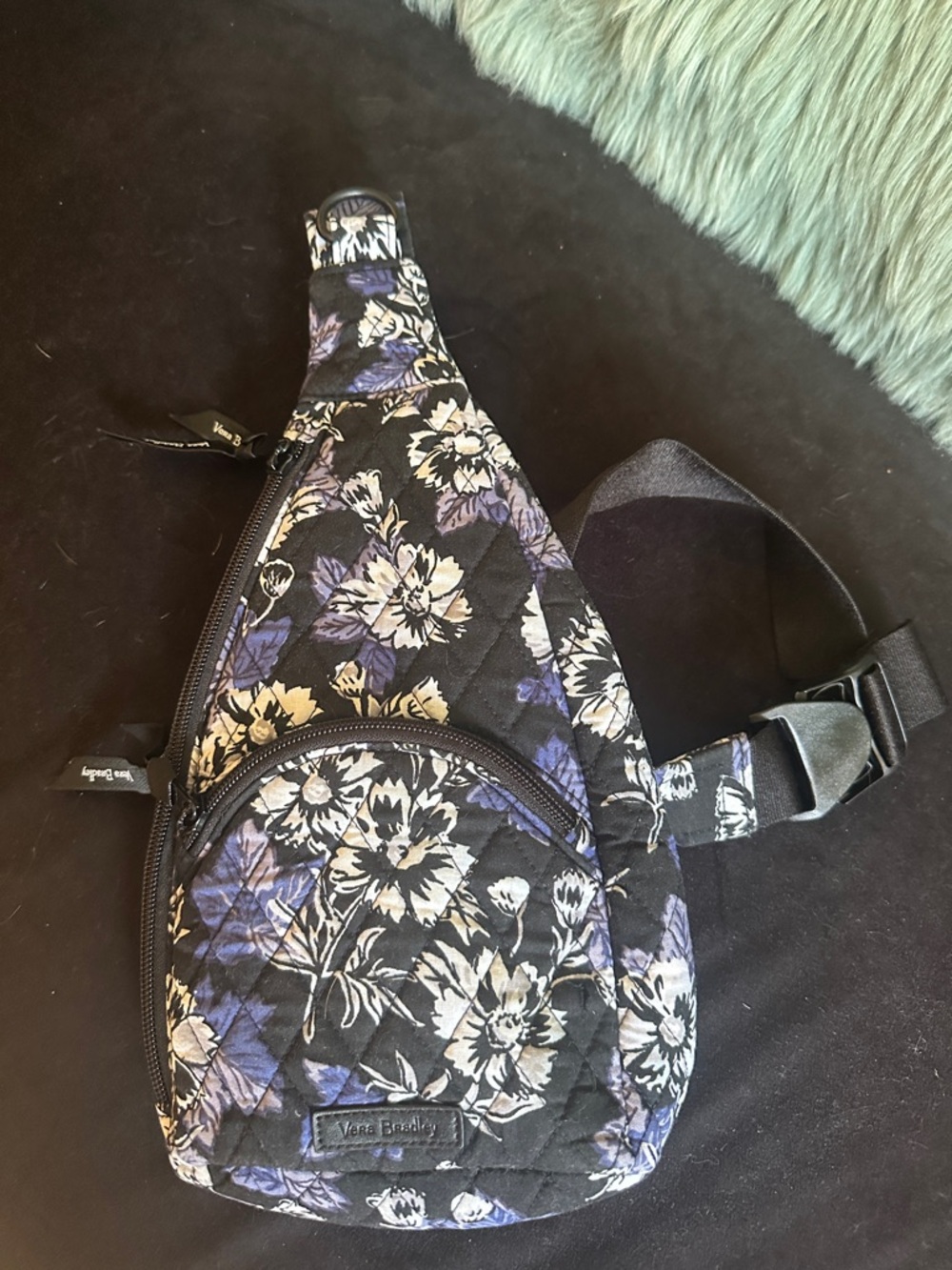 Vera Bradley Essential Compact Sling Backpack Blue Floral Quilted
